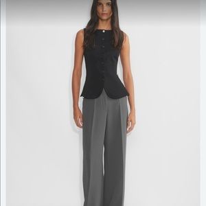 Wilfred Black Sleeveless Button Front Peplum Top